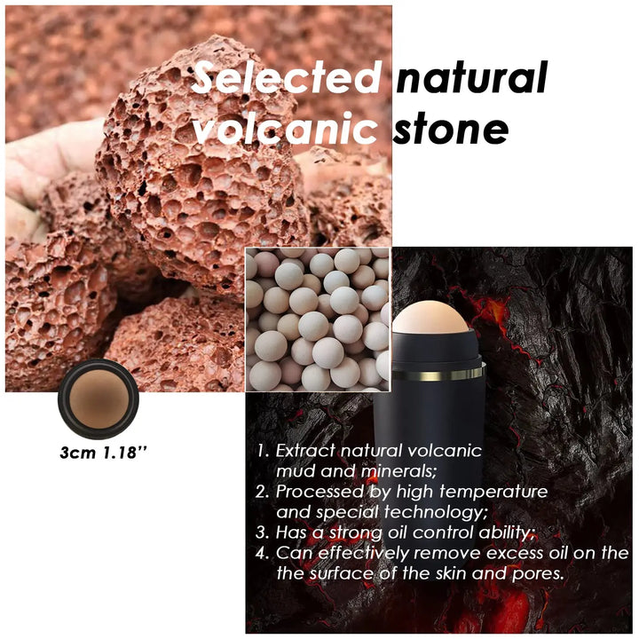 Oil-Absorbing Volcanic Face Roller,Reusable Facial Skincare Tool for At-Home or On-the-Go Massage,Instant Remove Excess Shiny