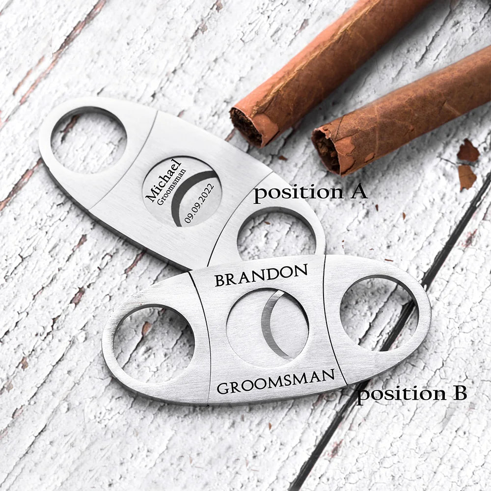 Personalized Cigar Cutter Groomsmen Gifts Engraved Groomsman Dad Fathers Day Gift Cigars Cutters Smoker Bachelor Wedding Party