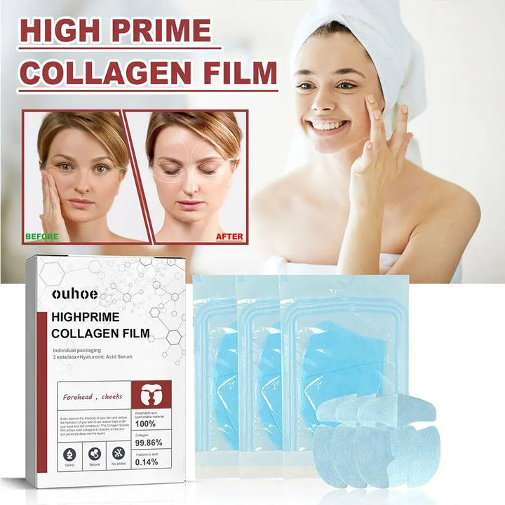 Nano Collagen Soluble Mask Cloth Forehead Film Paper Cheek Health3pcs ClothBrighten Collagen Beauty Moisturizing SkinCare F U2G8