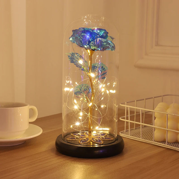 2020 LED Magic Galaxy Rose Eternal 24K Gold Foil Flower Dome Fairy String Lights Christmas Valentine's Day Mother's Day Gift
