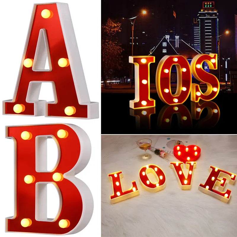 Red English LED Marquee Alphabet Night Lights