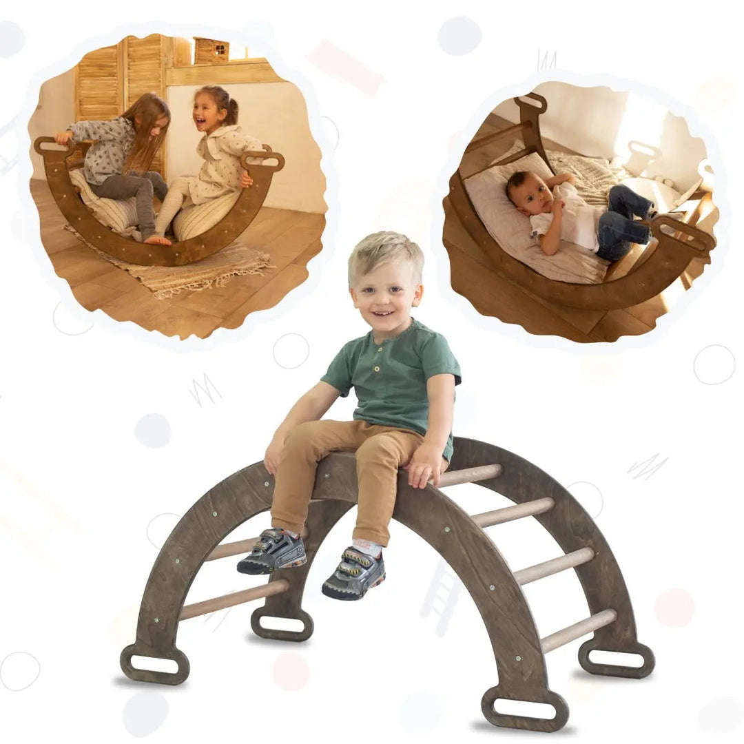Climbing Arch & Rocker Balance - Montessori Climbers for Kids 1-7 y.o. – Chocolate-0
