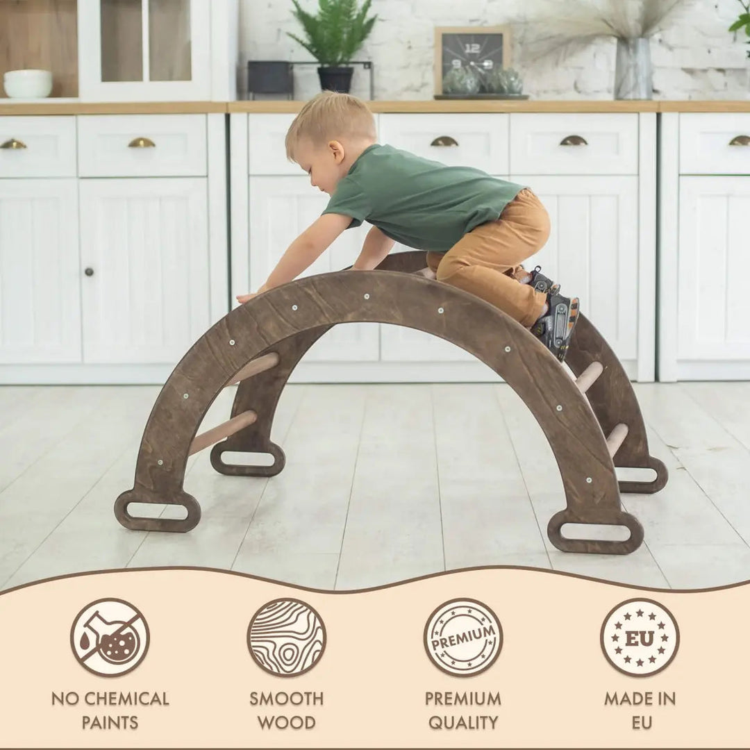 Climbing Arch & Rocker Balance - Montessori Climbers for Kids 1-7 y.o. – Chocolate-4