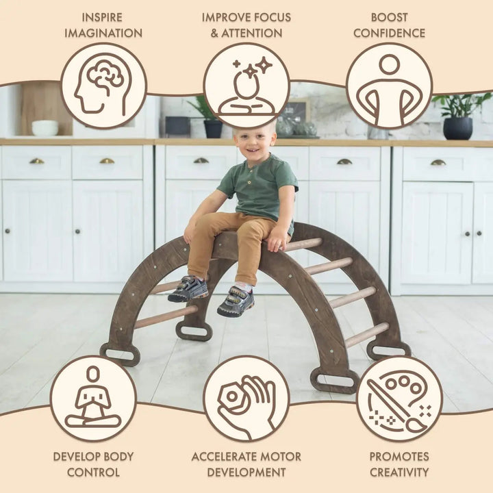 Climbing Arch & Rocker Balance - Montessori Climbers for Kids 1-7 y.o. – Chocolate-3