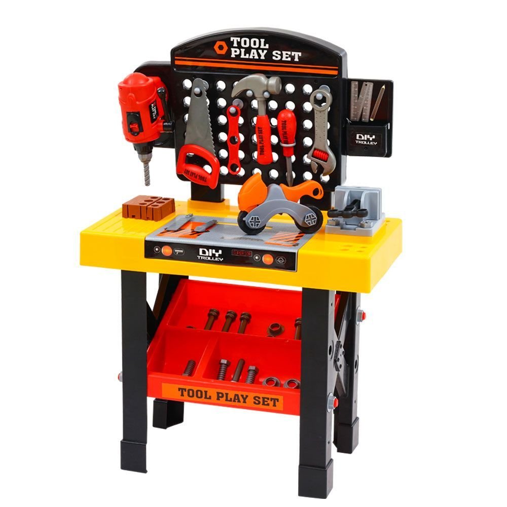 Kids Pretend Play Set Workbench Tools 54pcs Builder Work Childrens Toys-0