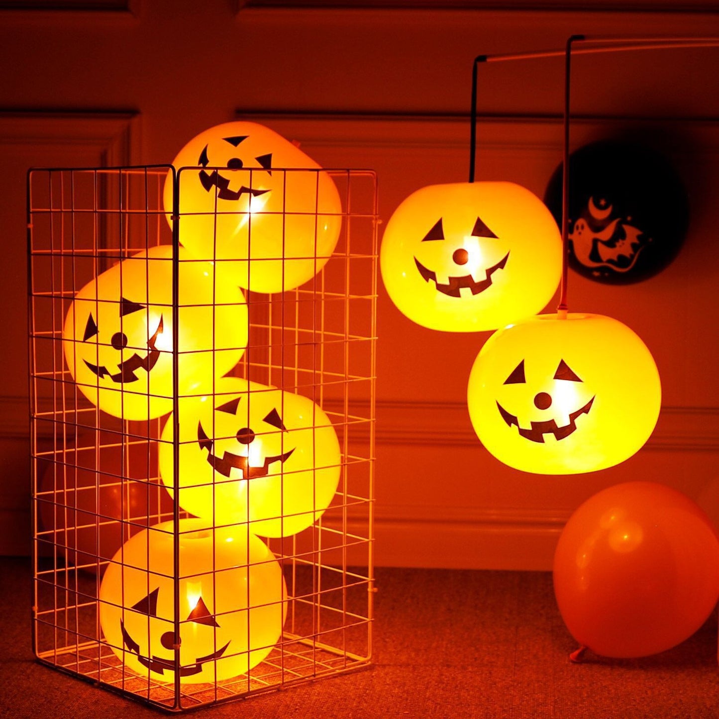 LED Light-Up Latex Jack-O-Lantern Pumpkin Balloons