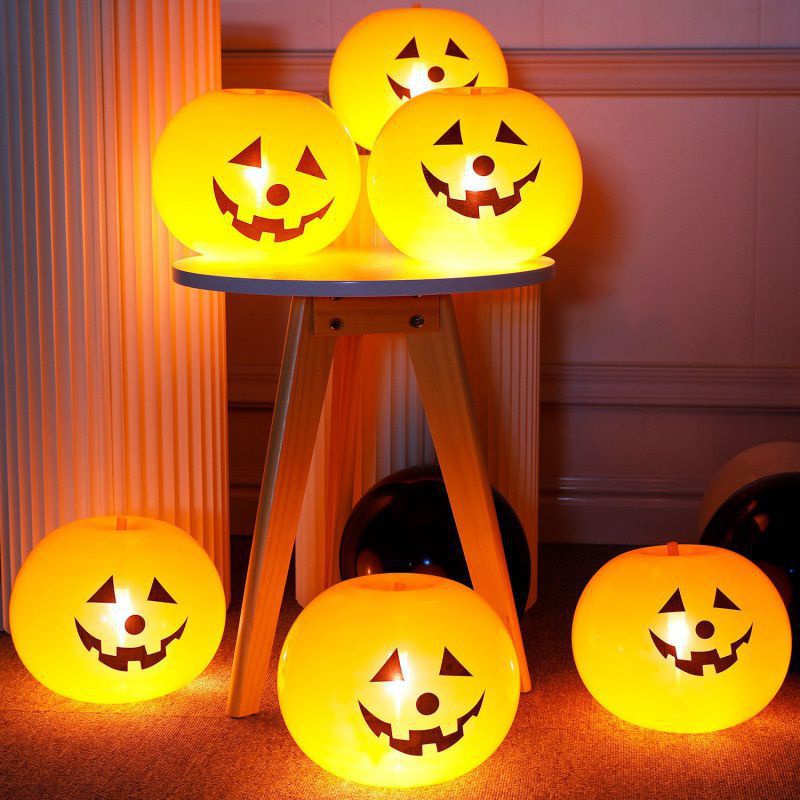 LED Light-Up Latex Jack-O-Lantern Pumpkin Balloons