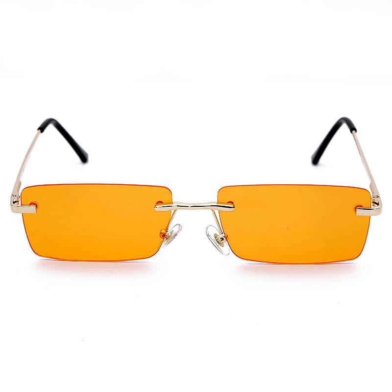 Rectangle Rimless Sunglasses Women Square Vintage Sunglasses Brand Designer Men Retro Small Yellow Gradient Glass UV400 Eyewear-20