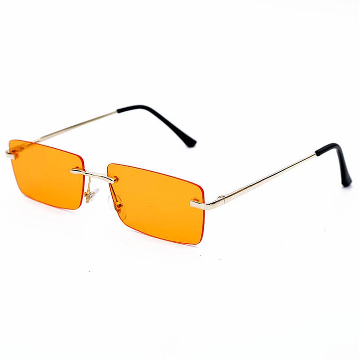 Rectangle Rimless Sunglasses Women Square Vintage Sunglasses Brand Designer Men Retro Small Yellow Gradient Glass UV400 Eyewear-25