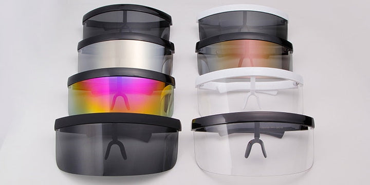 Oversize Shield Visor Mask Sunglasses Men Women One Peice Windproof Glasses Flat Top Hood Nicki Minaj Goggles-2