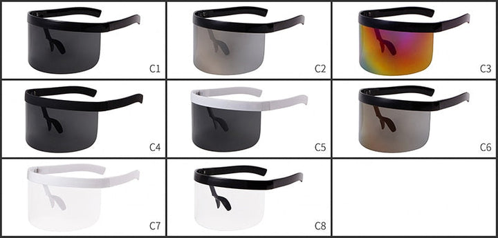 Oversize Shield Visor Mask Sunglasses Men Women One Peice Windproof Glasses Flat Top Hood Nicki Minaj Goggles-27