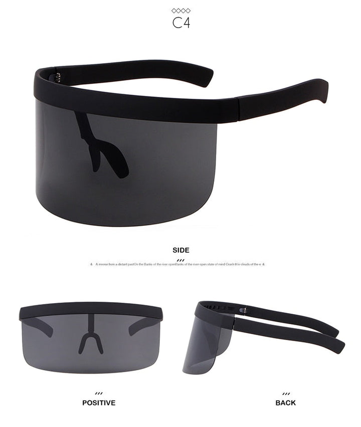 Oversize Shield Visor Mask Sunglasses Men Women One Peice Windproof Glasses Flat Top Hood Nicki Minaj Goggles-19