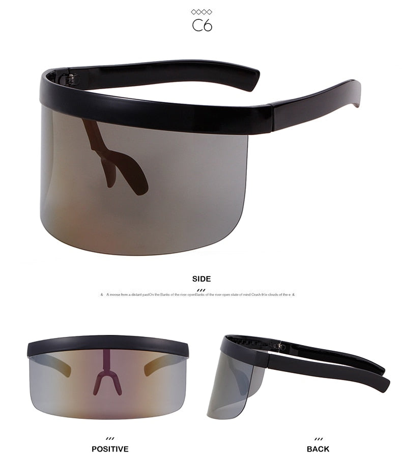 Oversize Shield Visor Mask Sunglasses Men Women One Peice Windproof Glasses Flat Top Hood Nicki Minaj Goggles-17