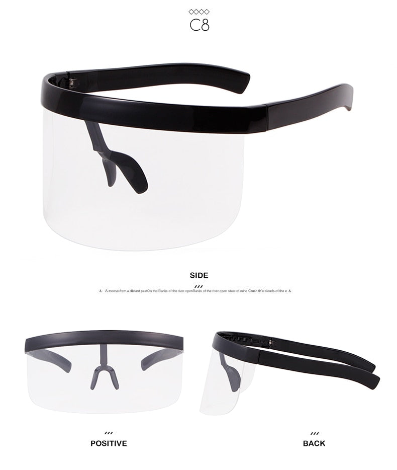 Oversize Shield Visor Mask Sunglasses Men Women One Peice Windproof Glasses Flat Top Hood Nicki Minaj Goggles-25