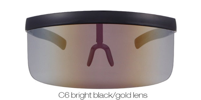 Oversize Shield Visor Mask Sunglasses Men Women One Peice Windproof Glasses Flat Top Hood Nicki Minaj Goggles-7