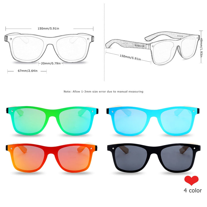 Wood Sunglasses Natural Black Walnut Sun glasses for Men Eyewear Women Polarized UV400 Oculos De Sol Masculino Feminino-2