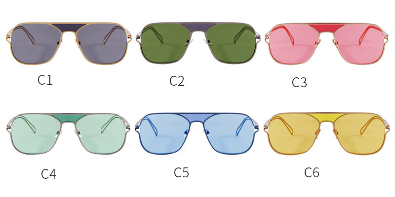 Retro Fashion Aviation Sunglasses Women Brand Designer Vintage Colorful Square Pilot Sun Glasses Lentes De Sol-3