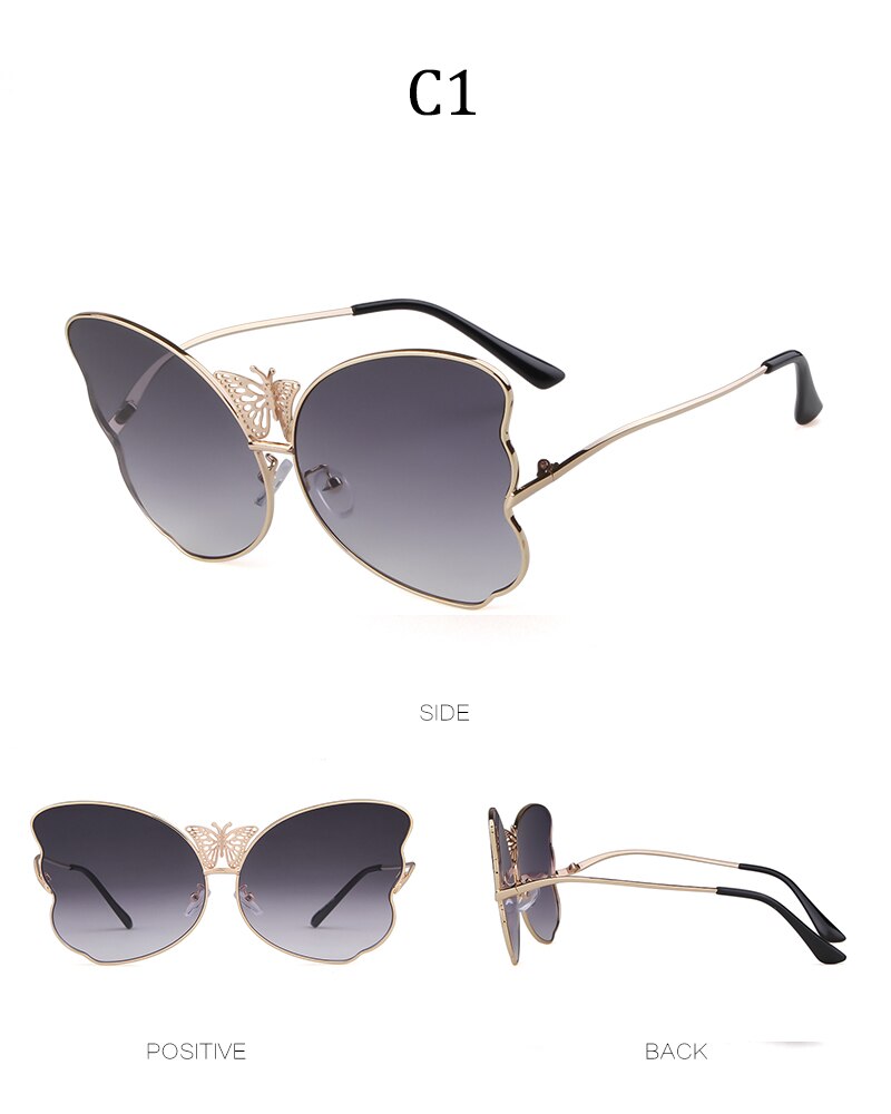 Fashion butterfly sunglasses women luxury brand designer pink vintage oversized sun glasses shades for women-3