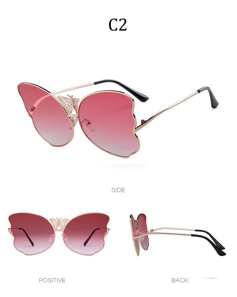 Fashion butterfly sunglasses women luxury brand designer pink vintage oversized sun glasses shades for women-4
