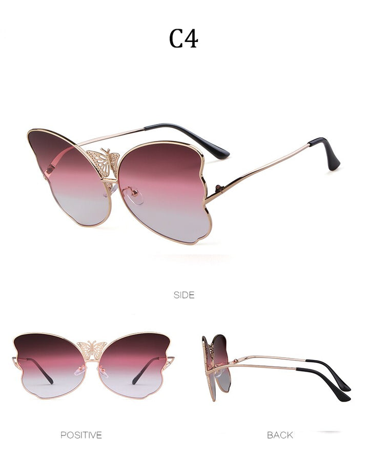 Fashion butterfly sunglasses women luxury brand designer pink vintage oversized sun glasses shades for women-6