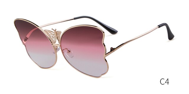 Fashion butterfly sunglasses women luxury brand designer pink vintage oversized sun glasses shades for women-12