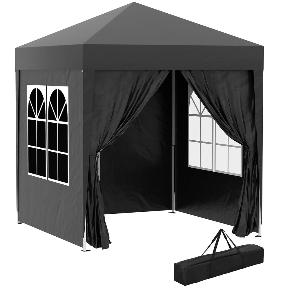 2x2m Garden Pop Up Gazebo Shelter Canopy w/ Removable Walls and Carrying Bag for Party and Camping, Black-1