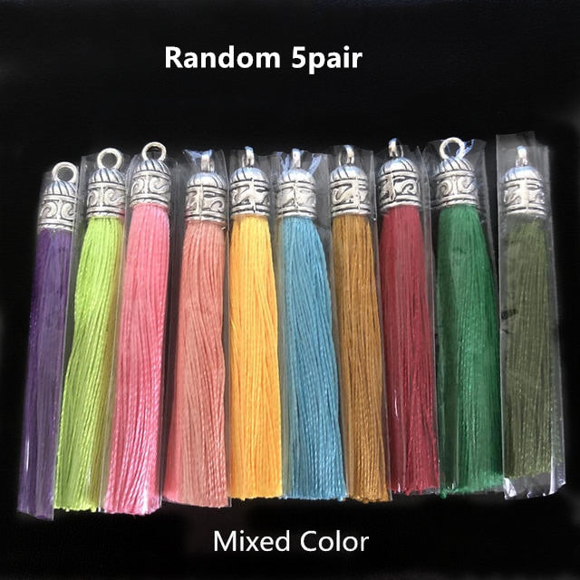 6cm Small Silk Tassel Pendants with Silver End Caps