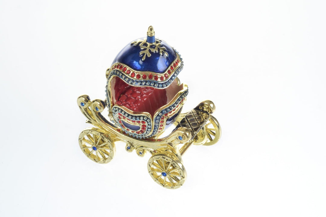 Limited Edition 1 of 250 Blue Faberge Royal Carriage Trinket Box-5