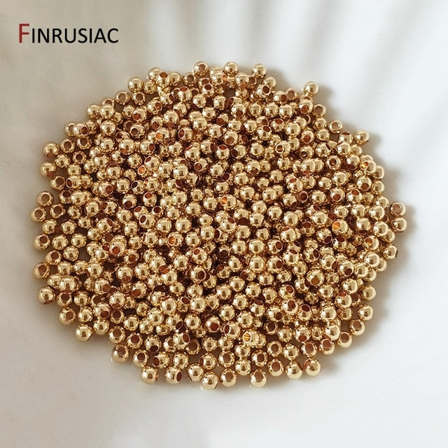 14K/18K Real Gold Plated Round Spacer Beads For Jewelry Making