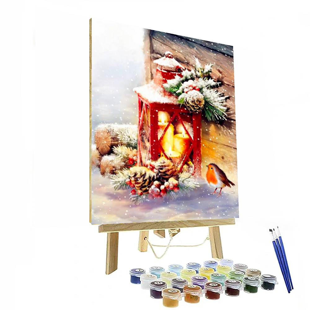Christmas Red Lantern Paint By Numbers Painting Kit-0