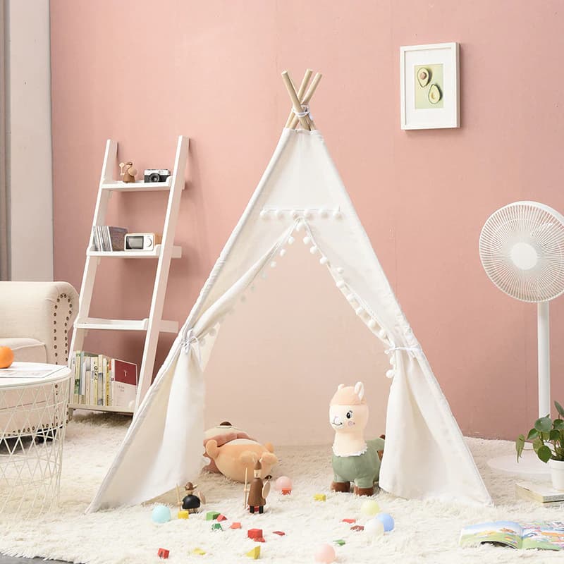 4 Colors Authentic Teepee Play Tent Pom Pom-0