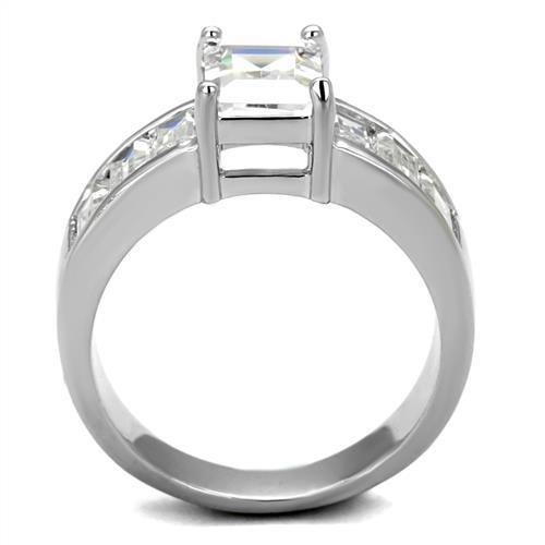 3W1086 - Rhodium Brass Ring with AAA Grade CZ  in Clear-2