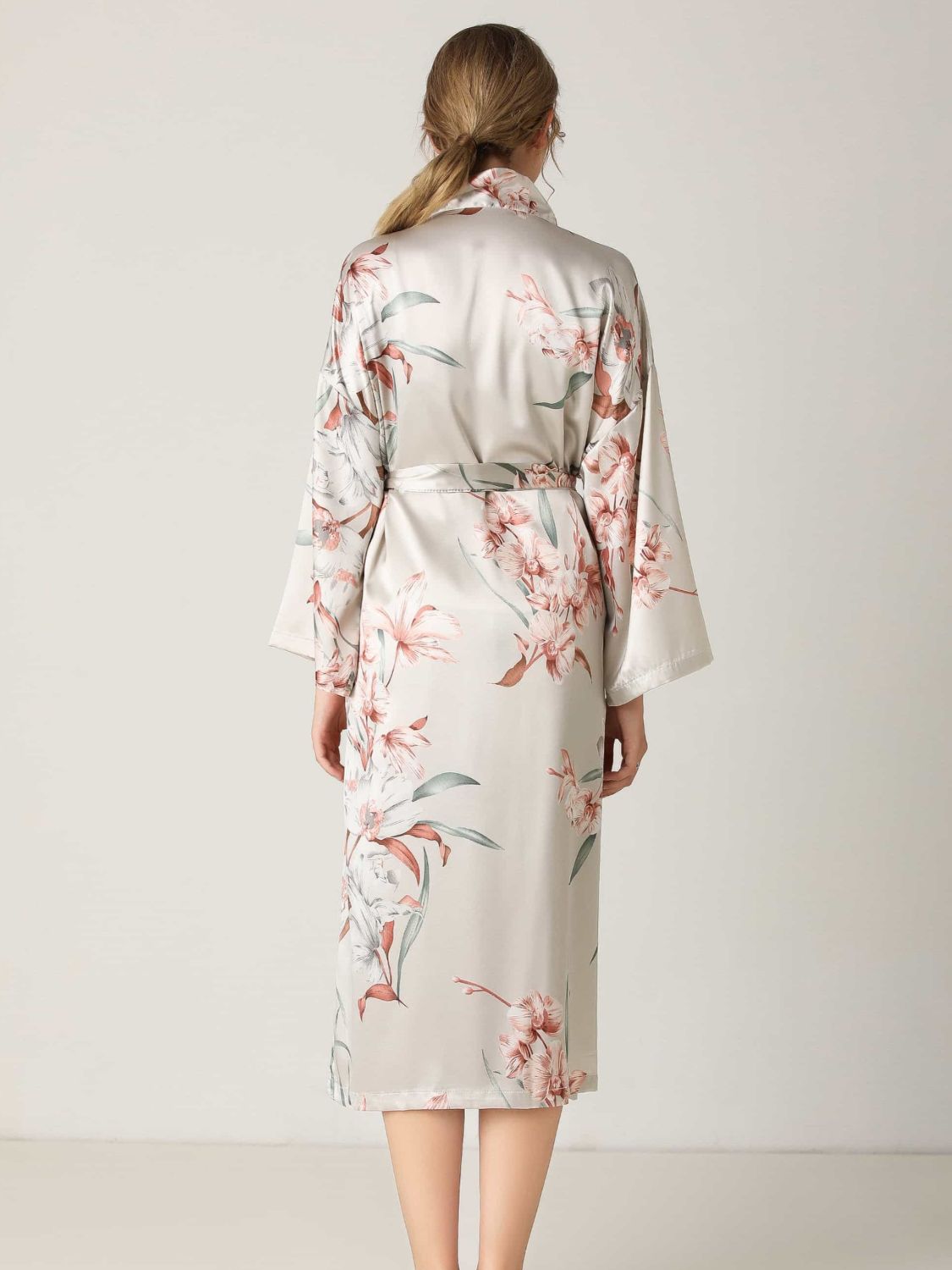 Floral Tie-Waist Long Sleeve Robe