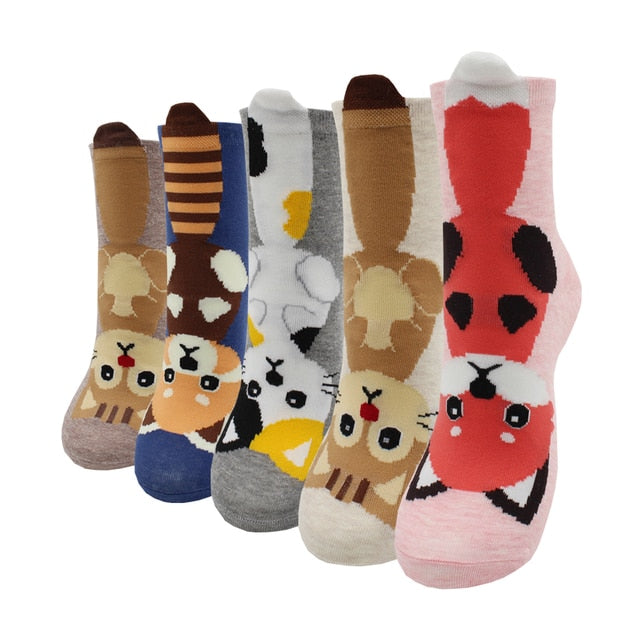 5-Pair Colorful Cute Cartoon Women's Sock Sets