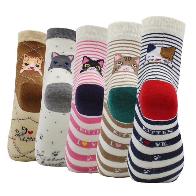5-Pair Colorful Cute Cartoon Women's Sock Sets