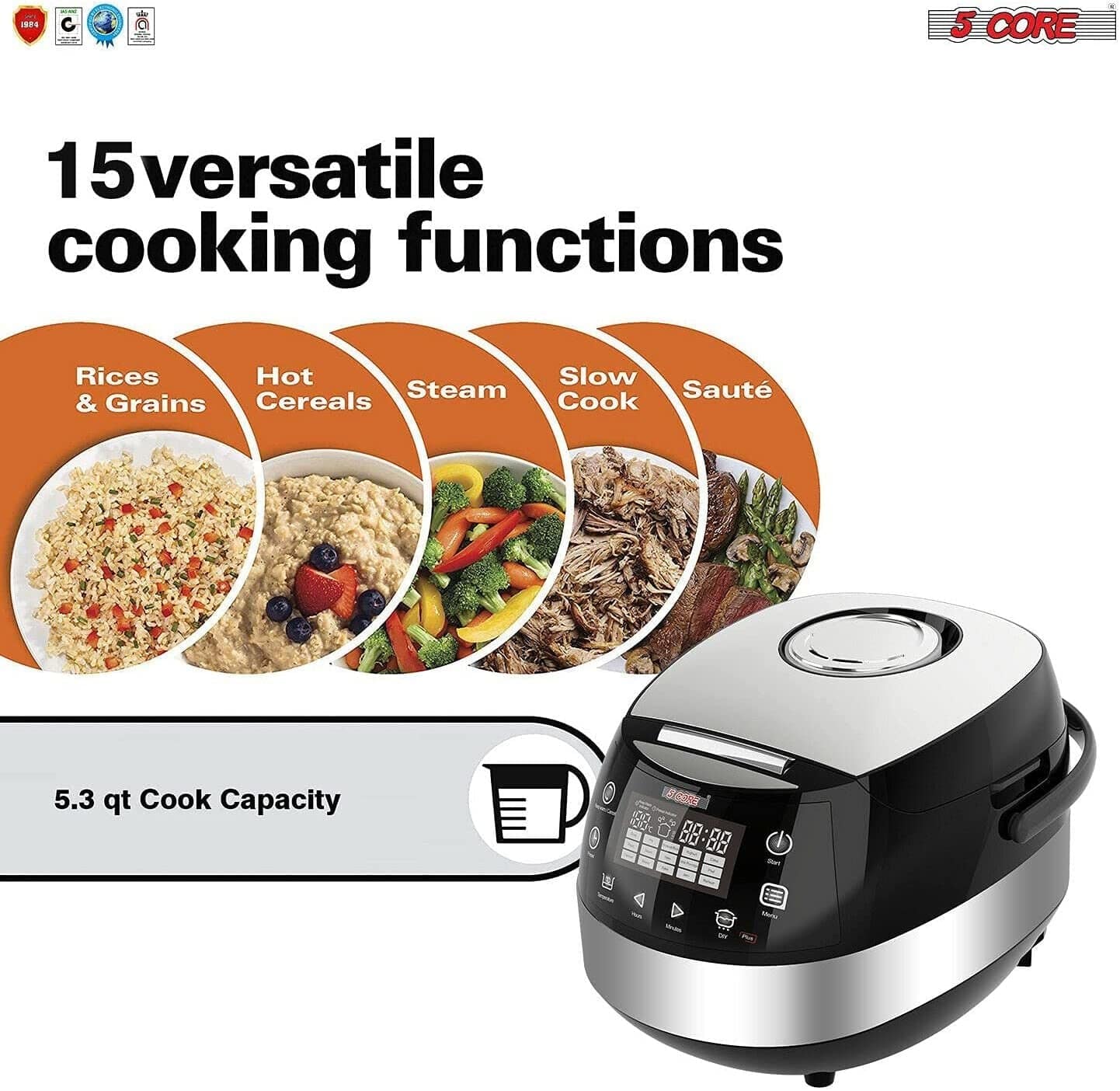 5CORE - Asian Rice Cooker & Steamer Pot with Electric Digital Touch Screen