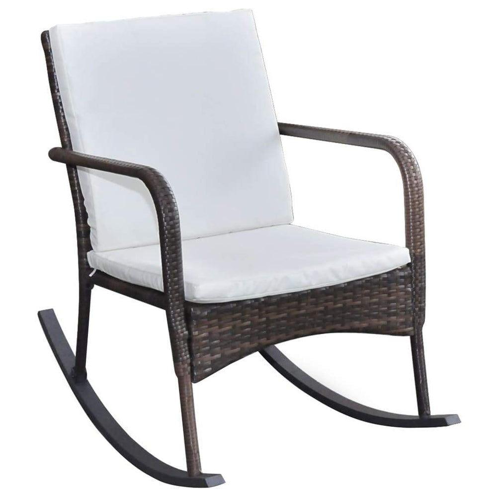 vidaXL Garden Rocking Chair Poly Rattan Wicker Outdoor Swing Chair Black/Brown-1