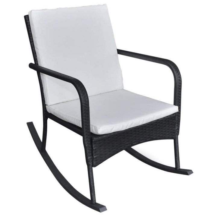vidaXL Garden Rocking Chair Poly Rattan Wicker Outdoor Swing Chair Black/Brown-4