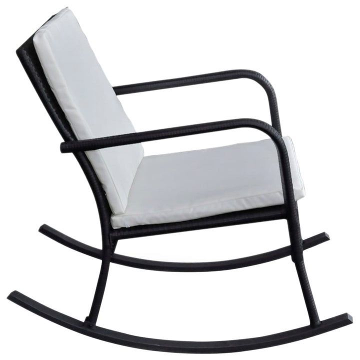 vidaXL Garden Rocking Chair Poly Rattan Wicker Outdoor Swing Chair Black/Brown-5