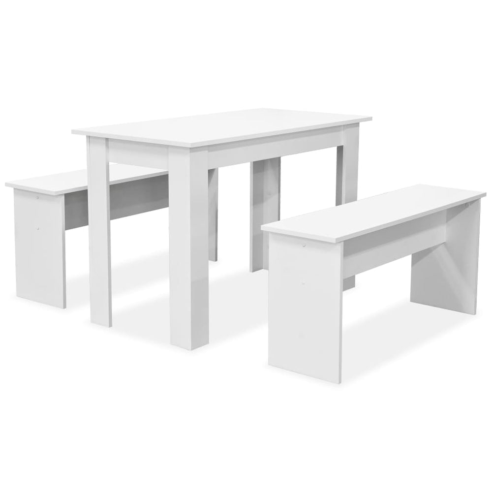 vidaXL Dining Table and Benches 3 Pieces Chipboard Dining Room Set Oak/White-1