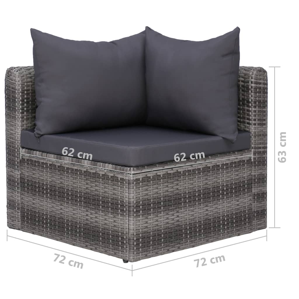 vidaXL 2/3/4x Garden Corner Sofas Gray Poly Rattan Outdoor Sofa Lounge Seat-5