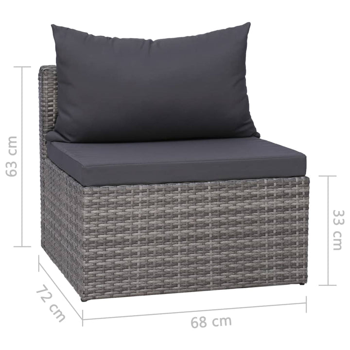 vidaXL 2/3/4x Garden Corner Sofas Gray Poly Rattan Outdoor Sofa Lounge Seat-11