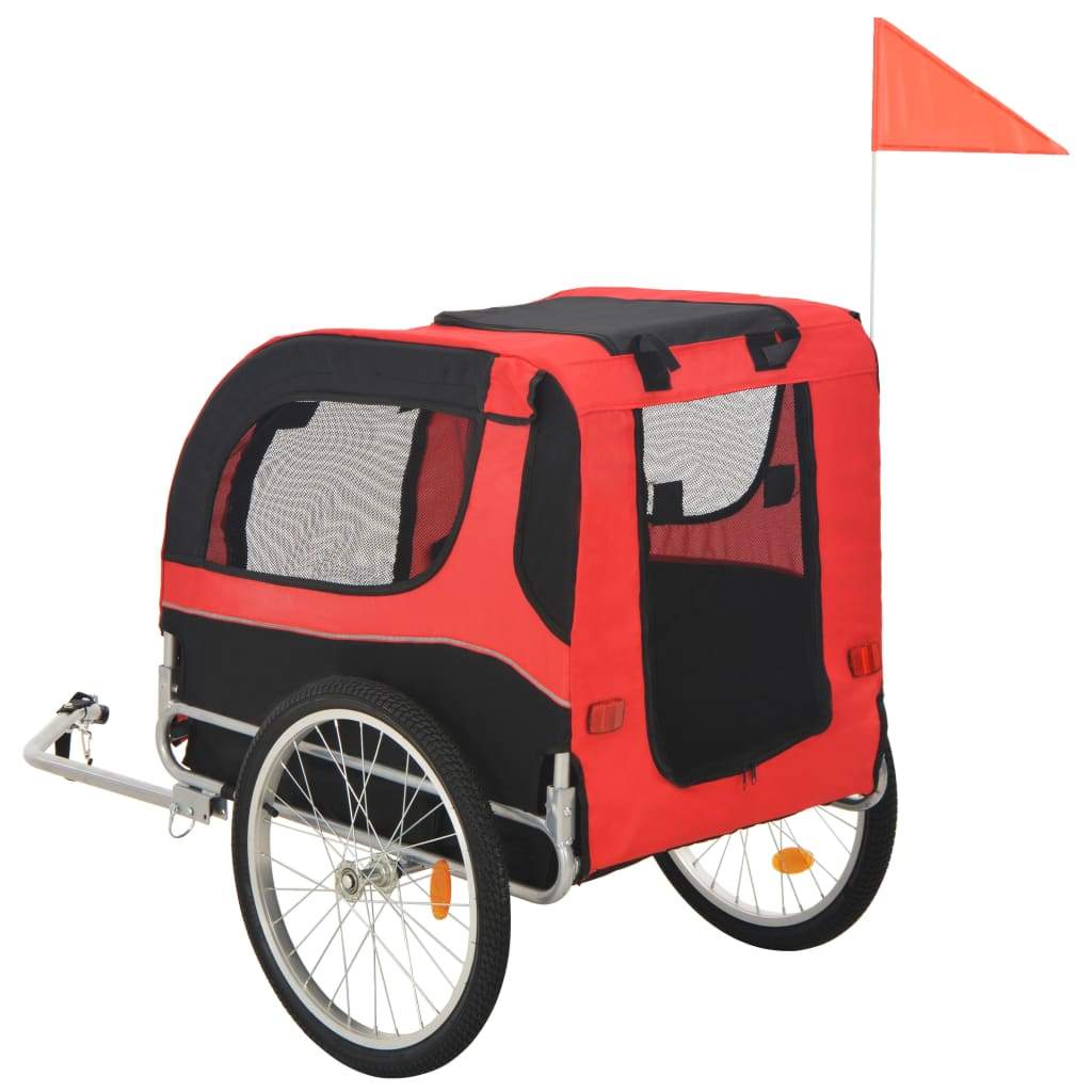 VIDA XL Foldable Pet Bike Trailer (Orange/Red)