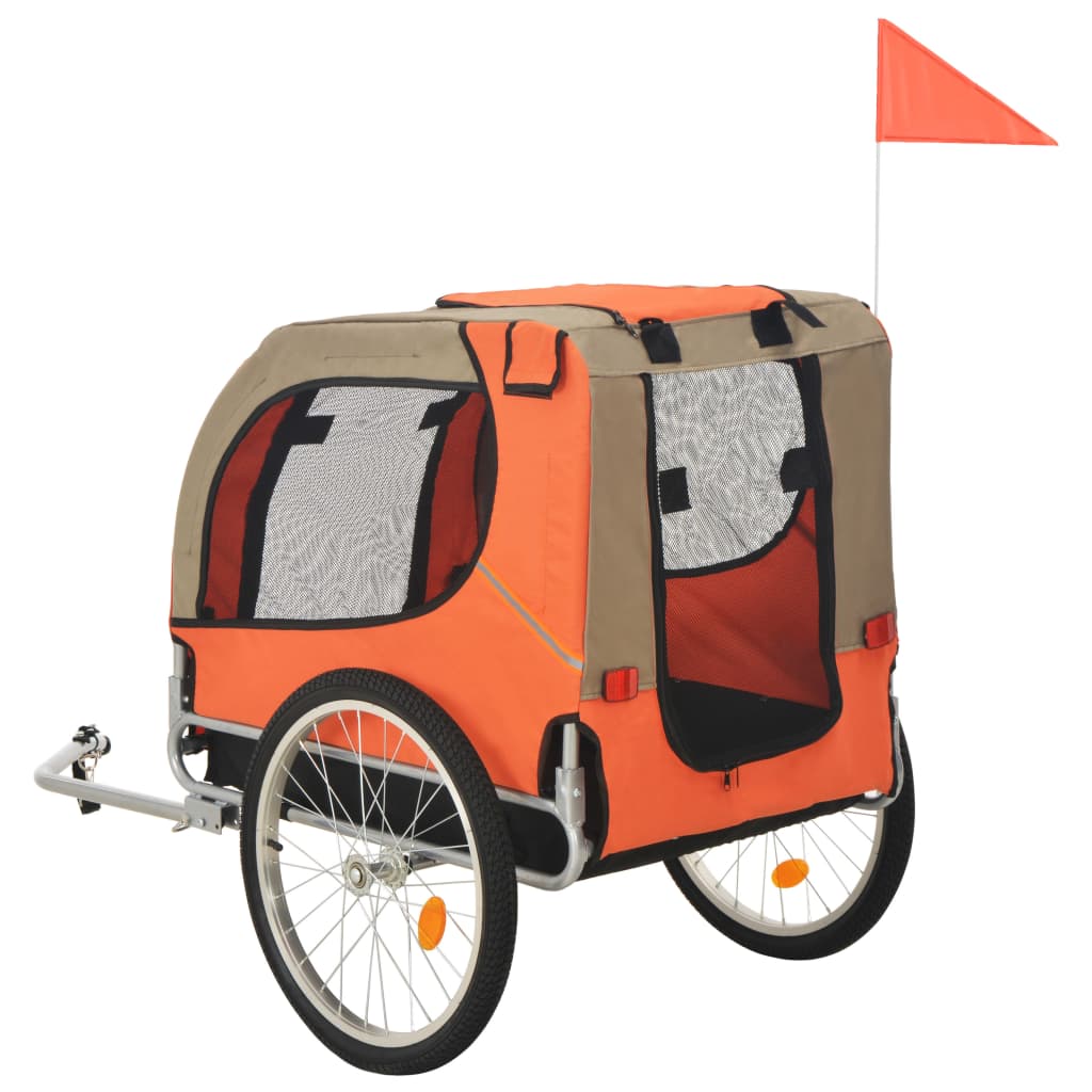 VIDA XL Foldable Pet Bike Trailer (Orange/Red)