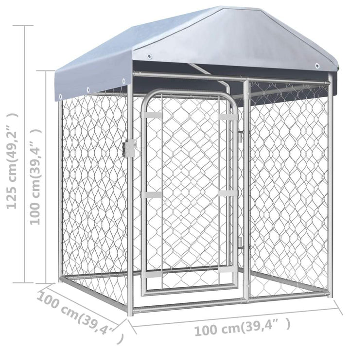 vidaXL Outdoor Dog Kennel with Roof Dog Cage House Security Pet Multi Sizes-4