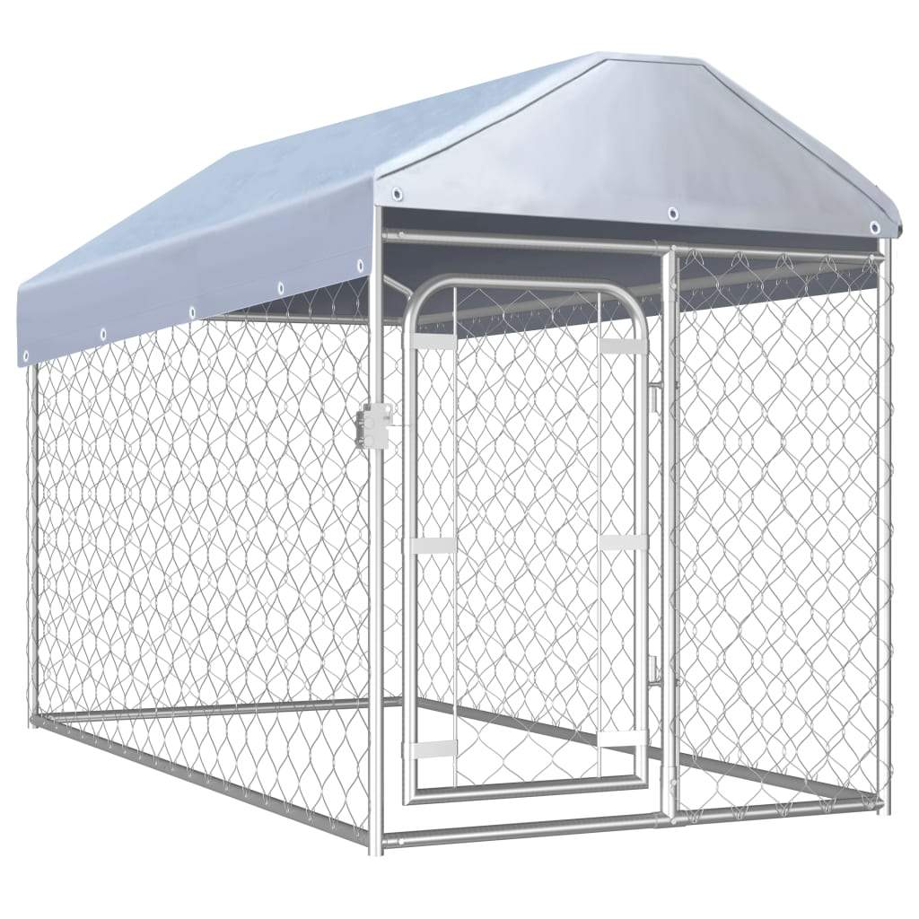vidaXL Outdoor Dog Kennel with Roof Dog Cage House Security Pet Multi Sizes-5