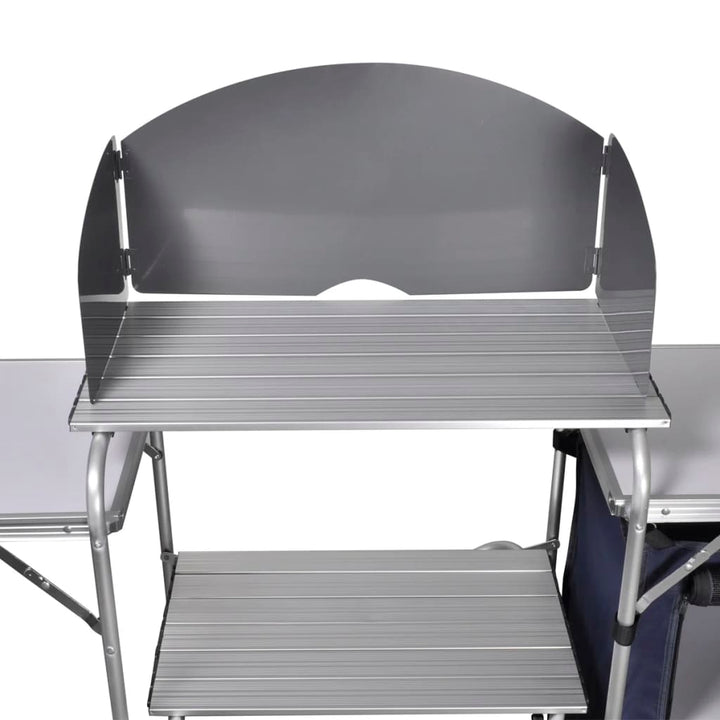 vidaXL Foldable Camping Kitchen Unit with Windshield Aluminum-3