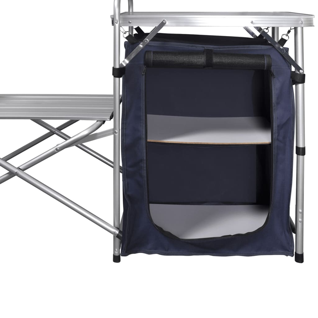 vidaXL Foldable Camping Kitchen Unit with Windshield Aluminum-4