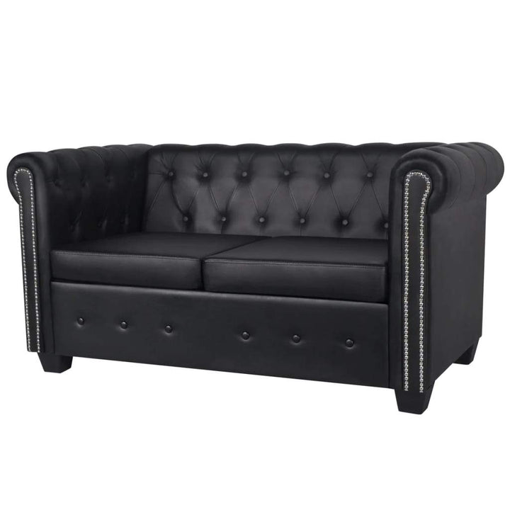 vidaXL Chesterfield 2-Seater Artificial Leather Lounge Seating Black/White-0