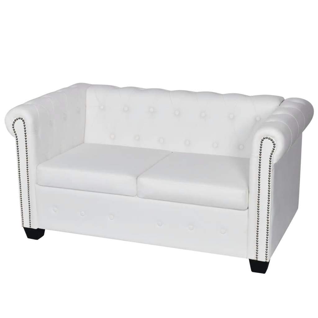 vidaXL Chesterfield 2-Seater Artificial Leather Lounge Seating Black/White-3
